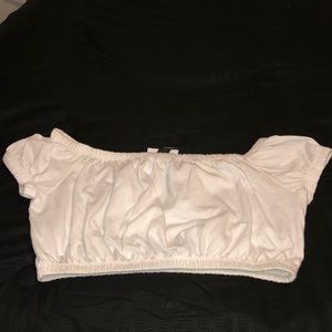 White elastic trim crop top